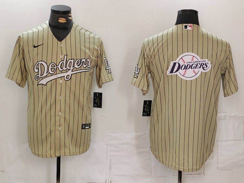 Men Los Angeles Dodgers Blank Cream Stripe Game 2024 Nike MLB Jersey style 9